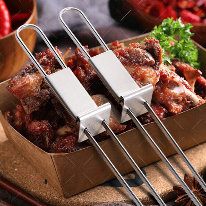 Lightique CMYK Barbecue Skewers, 6-Pack 13" Stainless Steel Grilling Skewers with Slider, Reusable Metal BBQ Shish Kabob Skewers Sticks - Image 2